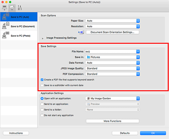 figure: Settings dialog